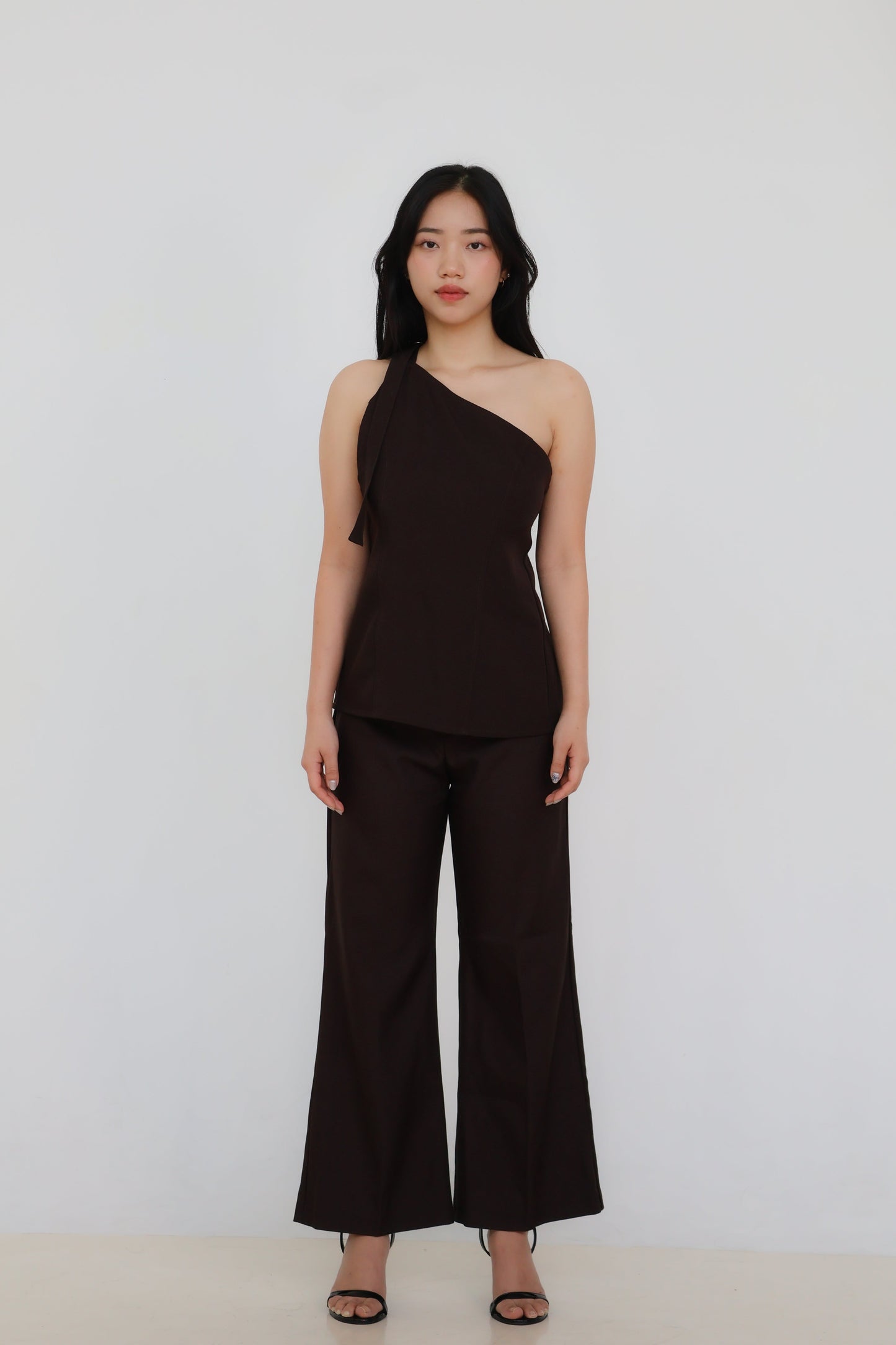 Freya Asymmetrical Top in Coffee (Deep Brown)